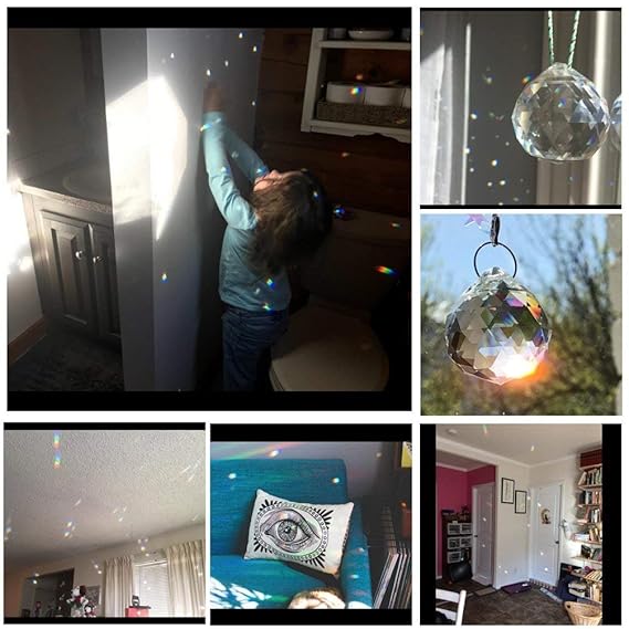 petrichor feng shui clear crystal ball sun catcher (40 mm, clear) window hanging ball for good luck & prosperity hanging home deocration & gifting