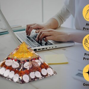 laxmi pyramid original certified gomati chakra, rudraksha, cowrie kodi maha laxmi pyramid 90 mm large orgonite pyramid with shree yantra vastu items for good luck, money & wealth