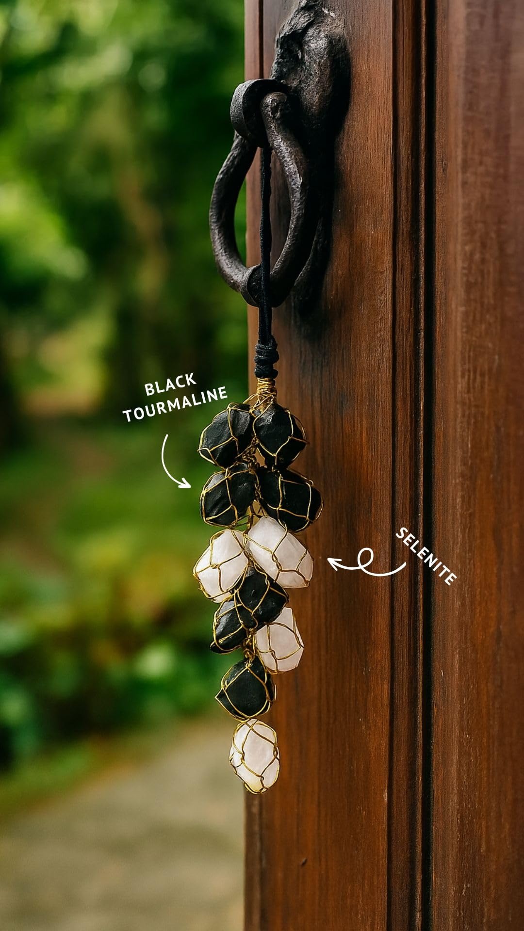 natural black tourmaline rough correction door hanging for decorative home & office door