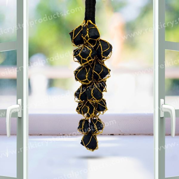 natural black tourmaline rough correction door hanging for decorative home & office door