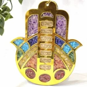 7 chakra hamsa hand hanging | energy protection & chakra balance decor