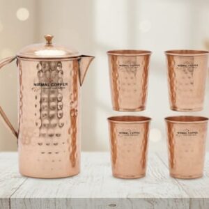 pure copper water jar with glass (vastu wellness set)